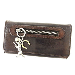 Chloe Kerala Black long charm Wallet horse leather